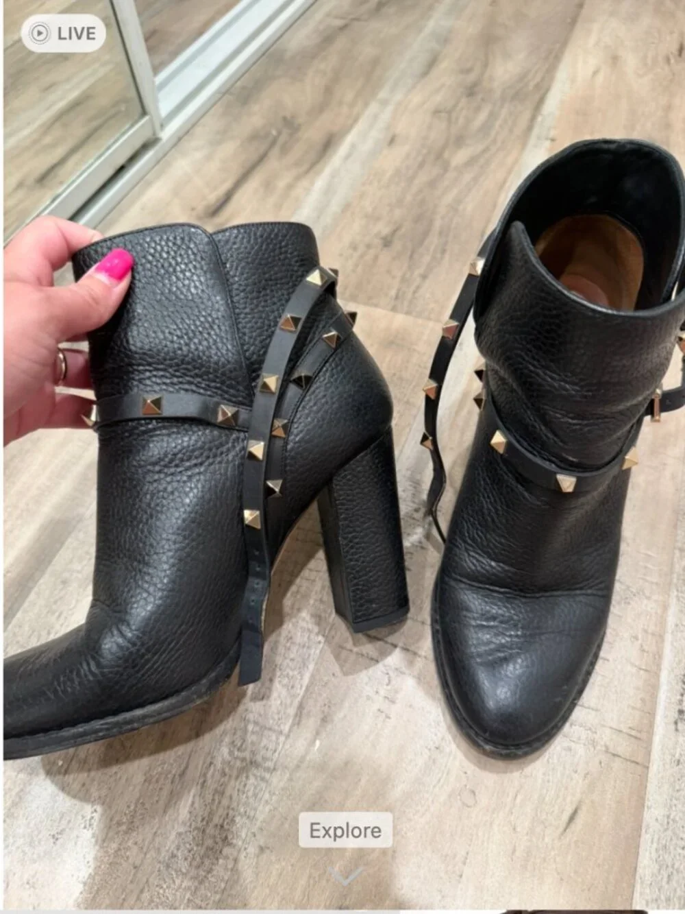 Valentino Rockstud Leather Ankle Boots - Size 38